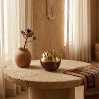 Brûleur d'encens en marbre travertin de luxe personnalisé, brûleur de bakhoor en pierre naturelle, décoration d'intérieur arabe, Mubkhar