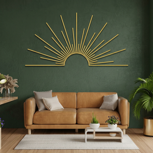 Panel Decorativo de Pared de Metal con Diseño de Rayos de Sol, Estilo Rústico, Geométrico y Moderno para Decoración de Sala de Estar, Dormitorio u Oficina - Product Image 1