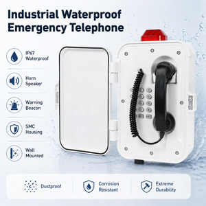 Téléphone robuste étanche avec clavier complet et porte de protection pour mine, quai, extérieur, urgence, téléphone mural - Product Image 1