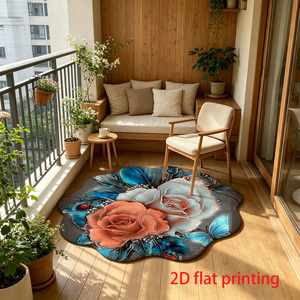 Tapis rond en mousse à poils coupés, imprimé floral moderne, personnalisé BT1028, fabricant OEM ODM, tapis doux pour salon et chambre à coucher - Product Image 4