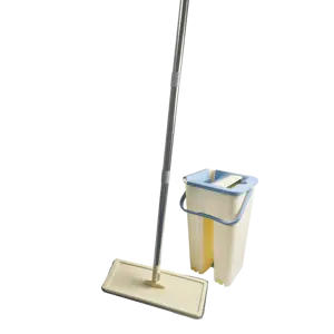 Serpillière et seau autonettoyants pour sol plat et mains libres pour le nettoyage professionnel à domicile avec tampons en microfibre lavables pour cheveux