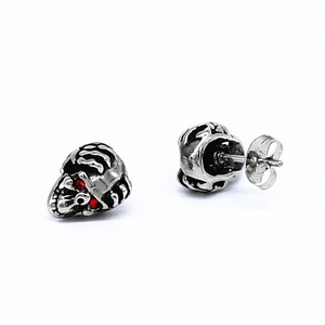Pendientes de esqueleto yunnique, diseño de calavera con ojos rojos, de acero de titanio, estilo punk, joyería de moda - Product Image 5