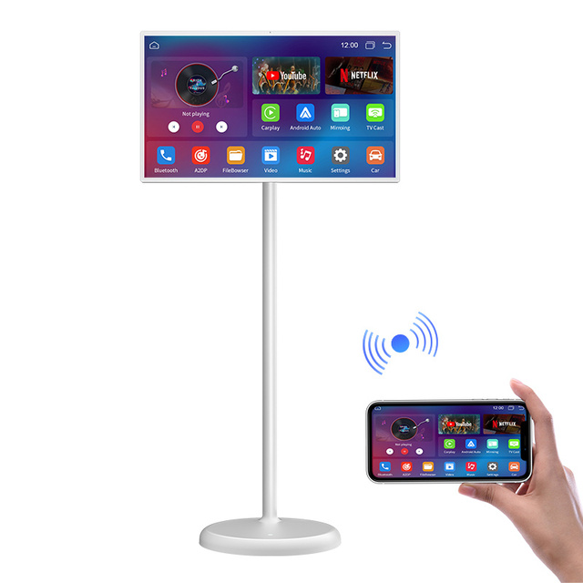 21.5 Inch Smart Tv Wireless Charging Outdoor Camping Android 12 Portable Tv HD Digital  Floor Stand Follow by Me Tv  Screen