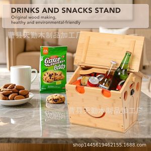 Caja de almacenamiento de madera, forma de casa pequeña y sencilla para el hogar, cesta de almacenamiento de aperitivos desmontable, caja de almacenamiento de frutas y verduras - Product Image 3