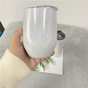 Verre à vin sans pied 12oz vierge pour sublimation, Mug de voyage à café arc-en-ciel, Tasse thermos à double paroi pour transfert thermique, Gobelet arc-en-ciel - Product Image 5