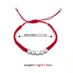Pulsera de Cordón de Fibra de Acero Inoxidable con Letra, Roja, Ajustable, Joyería Tejida, Unisex, Regalo - Product Image 3