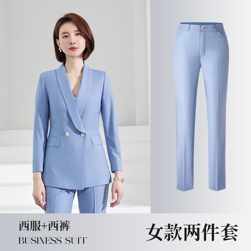 Abrigo + pantalón azul-gris de mujer