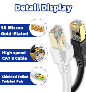 Câble Ethernet Cat7 10 Gbps SFTP blindé, câble réseau 28AWG BC plaqué or RJ45, cordon de raccordement LAN 8P8C pour routeur modem - Product Image 4