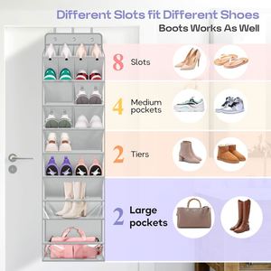 Large Clear Over the Door <b>Shoe</b> Organizer with Deep Pockets Hanging Design for Closet Use-Clothing Tools Jewelry Bedding Storage - Product Image 2