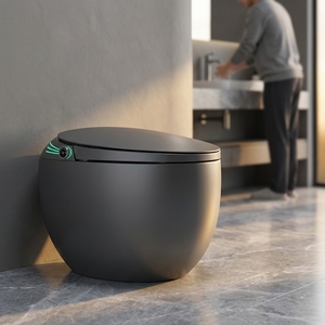 WC intelligent bidet version haut de gamme, design gris Watermark, double chasse, sanitaires, cuvette de toilette à poser au sol, siphon en S inclus - Product Image 1