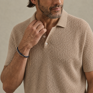 Polos de golf personnalisés en maille ajourée pour hommes, ivoire, style Old Money, manches courtes, marque privée, fabricant OEM ODM - Product Image 3
