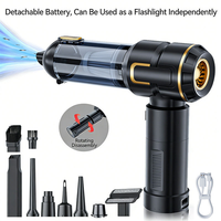 Aspirateur de voiture sans fil portatif 16KPa forte aspiration ABS 5 buses capacité 0,5-1L souffleur rechargeable portable pour cheveux