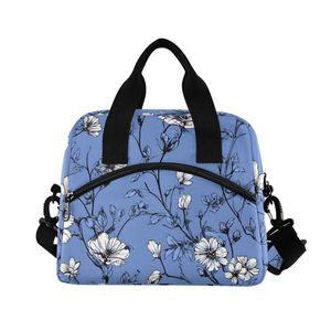 Elegant Floral Lunch Bag for Women - 10L Large Insulated Cooler Tote with Adjustable Strap, Vintage Botanical Print <b>Lunchbox</b> for - Product Image 1