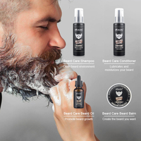 Kit de croissance de barbe naturelle MOKERU, huile et baume biologiques, brosse, peigne, ciseaux, sac, coffret cadeau de soin, OEM ODM