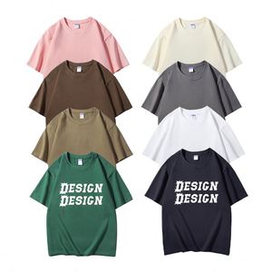 Factory Wholesale 100% Cotton Knitted <b>Plain</b> <b>White</b> Unisex Oversized T-<b>Shirt</b> Short Sleeve Custom Logo Design Printing - Product Image 1