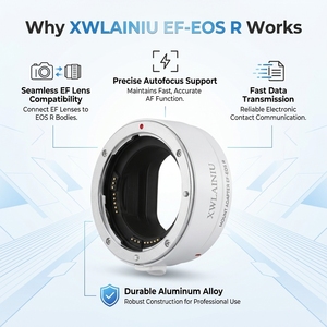 Adaptateur EF-EOS R, adaptateur de monture d'objectif à mise au point automatique pour appareil photo à monture RF EOS <span class=keywords><strong>RP</strong></span> R50 R5 R5II R6 <span class=keywords><strong>R7</strong></span> R8 R10 R100 - Product Image 2