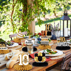 Decorazioni per Festa di 10° Compleanno, Centrotavola a Nido d'Ape Oro Rosa, Insegna 'Cinque Anni di Età', Accessori per Foto - Product Image 6