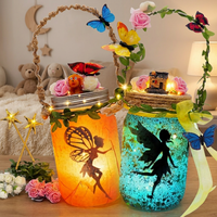 Kit de fabrication de lanternes féériques, pot en verre Mason, veilleuse, pour les enfants de 0 à 24 mois |   Décorations de jardin télécommandées, ornements artistiques DIY