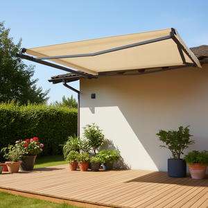 Tenda da Sole in Ferro Antracite 177.2x96.5 Pollici, Montaggio a Parete, Retrattile, Copertura per Patio Esterno, Stile Moderno, Funzionamento Manuale - Product Image 2