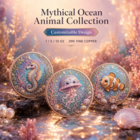 1 oz 999 Tembaga Murni Koin Hewan Bayi Mitologis Relief Tinggi Dilukis dengan UV Seperti Koleksi Seni Medali