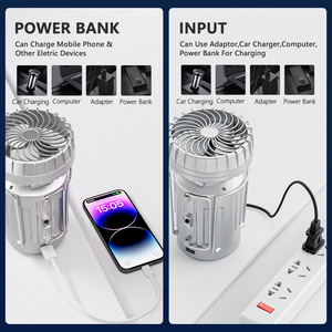 Smiling Shark 2In1 Fan Camping Light USB <b>Rechargeable</b> <b>LED</b> <b>Lantern</b> For Outdoor Camping - Product Image 4