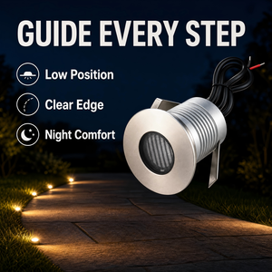 Lumière LED encastrée à basse tension avec lentille optique striée anti-éblouissement et couvercle en <span class=keywords><strong>acier</strong></span> inoxydable pour passerelles paysagères et entrées de parkings - Product Image 3