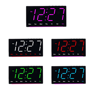 Horloge numérique intelligente LED colorée avec alarme, température, lumière ambiante, <span class=keywords><strong>calendrier</strong></span>, fonction snooze, réglage de la luminosité, décoration d'intérieur - Product Image 6