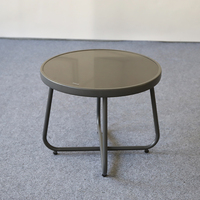 Marineblaues getuftetes Polstersofa-Set mit 2 Sesseln und Glas-Couchtisch, Gartenmöbel für den Außenbereich