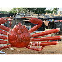 Grand décor de restaurant extérieur en résine artisanat statue de crabe élégante sculpture d'animal en fibre de verre