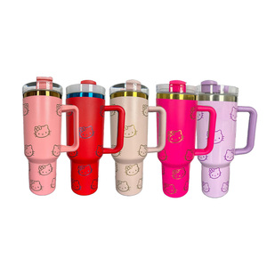 Custom Teal Laser Engraving Cartoon HK KT Cat Brown Gold BPA Free Food Grade Stainless Steel 40oz Vacuum <b>Flask</b> Insulated Thermal - Product Image 5