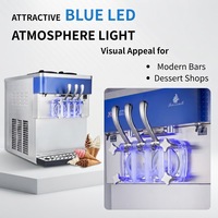 Nouvelle machine à faire des glaces molles, prix compétitif, 3 saveurs, à base de lait et d'eau, couleur dorée luxueuse, longue durée de vie