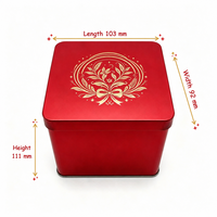 Boîte en métal rectangulaire rouge de luxe avec logo personnalisé, emballage cadeau pour bonbons, chocolat, mariage, Noël, stockage, vente en gros
