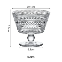 Lot de 4 bols à dessert en verre vintage, tasses à café sur pied, résistants à la chaleur et compatibles micro-ondes pour la cuisine domestique
