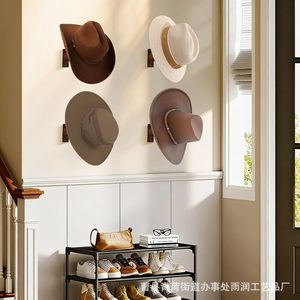 Wooden Hat Rack <b>Wall</b> Mounted Round Shape Durable Multipurpose Storage For Sun Hat Baseball Cap Display - Product Image 3