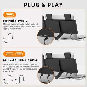 Moniteur USB-C portable pour ordinateur portable, extension d'écran double, jeu, dessin, codage, 14 pouces, compatible avec <span class=keywords><strong>MAC</strong></span>, Win, PC - Product Image 4