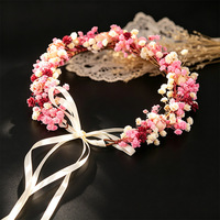 Serre-tête de fleurs artificielles roses et gypsophiles, accessoire de coiffure de mariée, accessoire de photographie de mariage, lot en gros