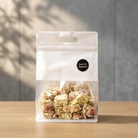 Sachet d'emballage laminé personnalisé imprimé, à fond plat, à 8 soudures latérales, avec fenêtre transparente et poignée découpée, pour cadeaux, boulangerie, vente en gros