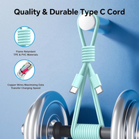 Cable de Carga Rápida HNT Colorido de 60W PD 3A, 2M, Cable de Datos Dual Multi USB-C para iPhone 15/16/17 y Laptop, Gran Venta