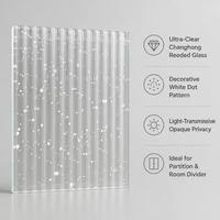 Ultra Clear Fluted Glass Panel with White Dot Pattern Decorative Reeded Glass Partition Wall for Home Office Room Divider