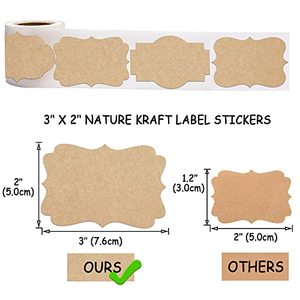 Étiquettes autocollantes Kraft vierges et inscriptibles, autocollants polyvalents pour bouteilles, pots, stockage des aliments, emballage de cadeaux faits à la main, décoration, 200 pièces - Product Image 5