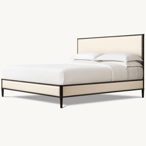 Cama Plataforma Rhoohill Personalizada Estilo Americano em Carvalho Maciço com Design Francês Campestre em Linho para Quarto Principal - Product Image 2