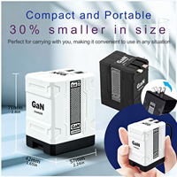 Chargeur mural GaN 20W avec câbles rétractables intégrés Type C et 2.4A, chargeur rapide PD, adaptateur secteur de voyage, directement de l'usine, prêt pour le voyage