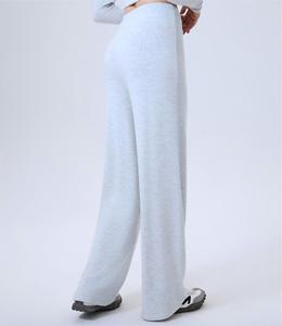 Pantalones de chándal casuales de mujer al por mayor, de cintura alta con cordón, de pierna ancha, fluidos, color heather, suaves como la mantequilla, para ropa deportiva. - Product Image 2