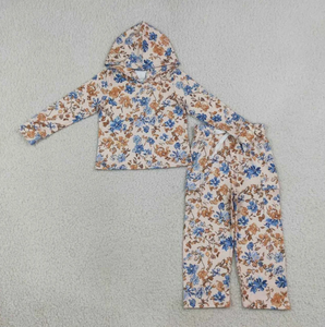 Gran oferta, conjunto de 2 piezas con estampado floral vintage para niñas, top de manga larga con capucha, pantalones con cintura elástica - Product Image 2