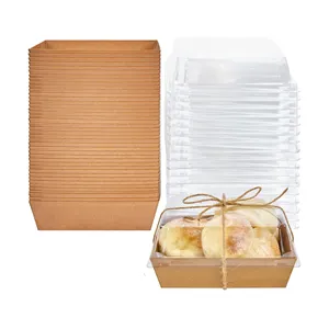 3x3x3 pulgadas con tapa Cuadrado transparente tamaño personalizado embalaje ecológico Buen rendimiento de sellado Mini caja de pastel a prueba de aceite
