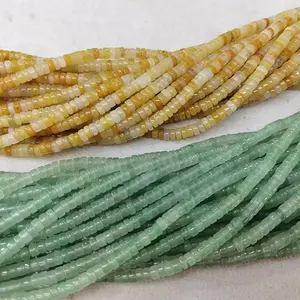 Flat Round Wheel Shaped Gemstones Strands Natural Stone Aventurine Heishi Beads For Jewelry Making