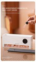 Diffuseur d'arômes intelligent à effet flamme de sel de cristal, humidificateur ultrasonique d'huiles essentielles, horloge numérique et minuteur, diffuseur de parfum de bureau