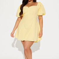 Fabricants de vêtements sur mesure Robes courtes décontractées à manches bouffantes nouées au dos en coton et lin Aline Sweet Girl Robe pour femmes