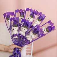 Bouquet de fleurs de savon créatif en forme d'ours pour la promotion de Noël et la fête des Mères, décoration d'intérieur, cadeau de fêtes