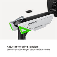 LDT93-C024L 17 "-38" 16kg RGB éclairage double bras de moniteur ultra large à usage intensif support de montage de moniteur de jeu à ressort mécanique